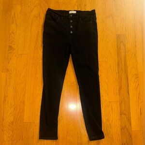 Madewell 9” Mid-Rise Black Denim Skinny Jeans Size 30